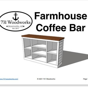 Modern Farmhouse Coffee Bar Digital Woodworking Plans