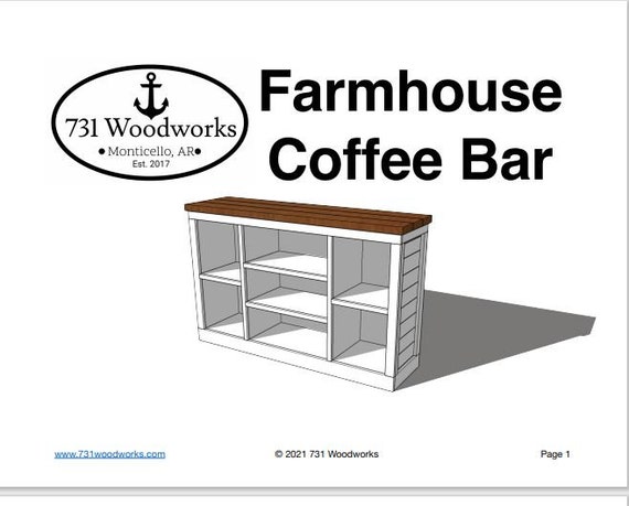 Modern Farmhouse Coffee Bar Digital Woodworking Plans Etsy