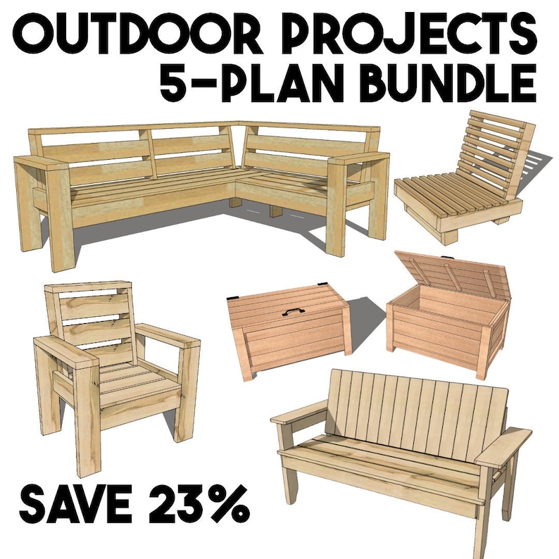 DIY Outdoor Furniture Plans: 5-Project Woodworking Bundle (Digital Download) image 1