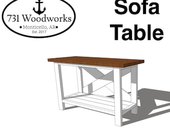 Modern Farmhouse Sofa Table Woodwork Plan (PDF Download)