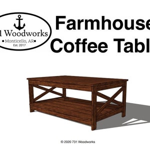 Farmhouse Coffee Table Plans / Woodworking Plans for Coffee Table / Build Plans For Coffee Table / How To Plans For Coffee Table