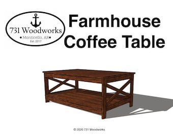 Farmhouse Coffee Table Woodworking Plans (PDF Download)