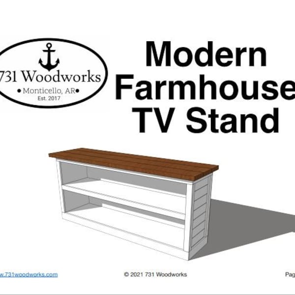 Modern Farmhouse TV Stand / Console Table / Woodworking Plans
