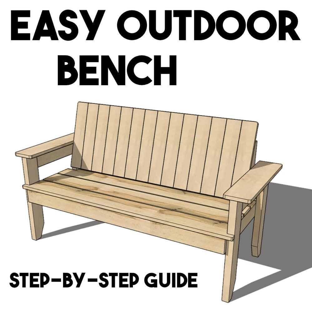 DIY Outdoor Bench Woodworking Plans: Step-by-step Build Guide (PDF  Download) - Etsy New Zealand, image size:1000x1000