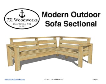 Modern Outdoor Sofa Plans | Woodworking Plans | Plans For DIY Outdoor Sofa | Outdoor Sectional Plans