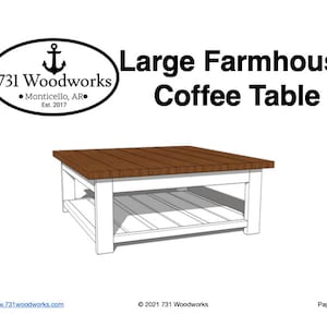 May include: A white farmhouse style coffee table with a brown wood top and a lower shelf. The table is 48 inches wide and 24 inches deep.