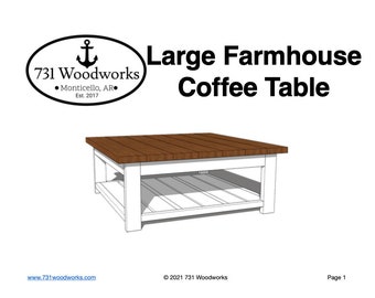 Large Modern Farmhouse Coffee Table Woodwork Plans