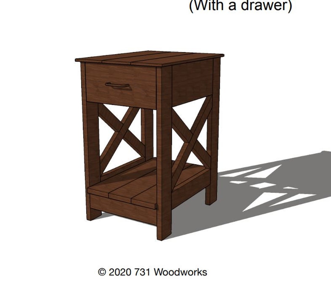 Farmhouse End Table Woodworking Plans: DIY Table With Drawer (PDF) - Etsy