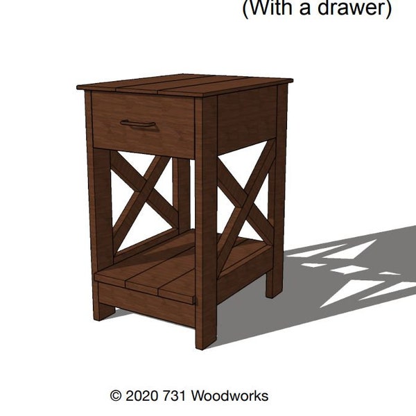 Farmhouse End Table With A Drawer Woodworking Plans / Build Plans For An End Table With Drawer / End Table Woodworking Plans