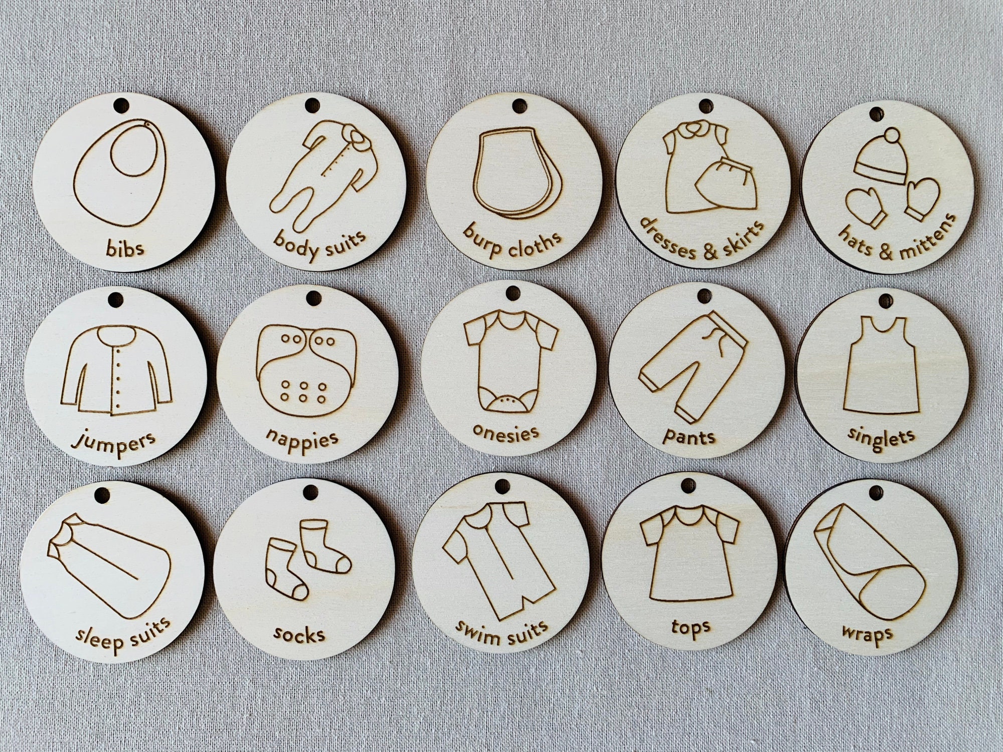 Wood nursery labels timber organising tags for baby room Etsy