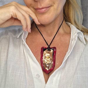 Damhänge, handgjort hänge, Murano-glashänge, damhalsband, Murano-glashalsband, present till henne