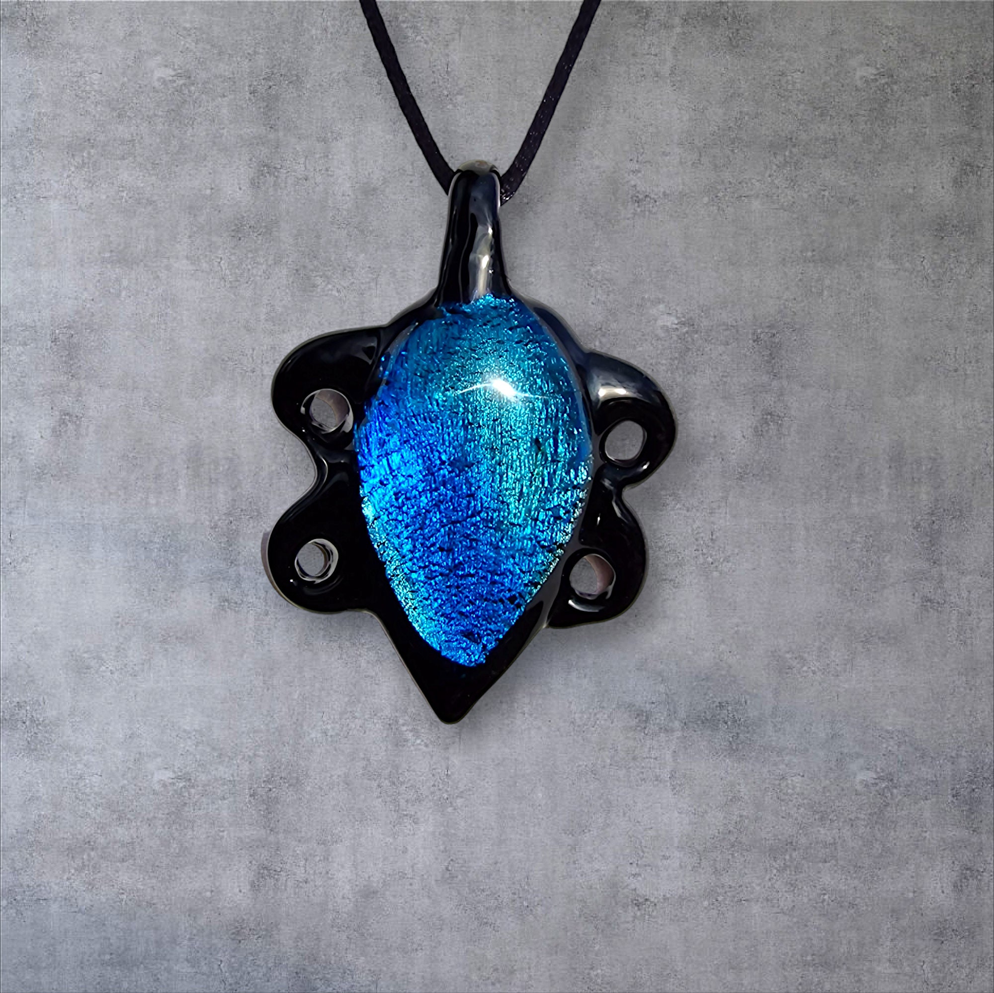 Collier élégant Avec Pendentif En Verre De Murano - Perle Bleue Et Rose Gland - Longueur 30-35 Cm - Neuf