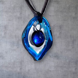 Ensemble Bijoux Spirale Bleu – Collier Et Boucles D'oreilles En Verre, Pour Femme, Cadeau élégant Fête Ou Soirée