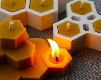 Hexagon Tealight Mold Set – Two Sizes – Silicone Mold for Beeswax Candle Production
