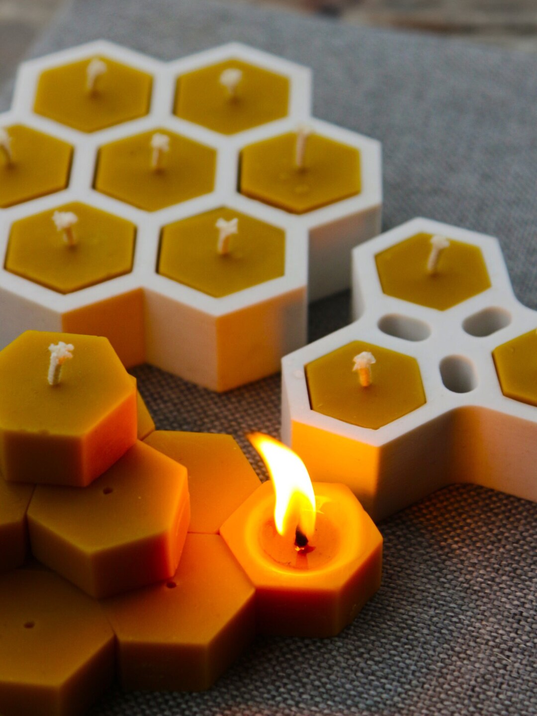 Tiny HEXAGON TEA LIGHTS Silicone Candle Molds for Beeswax, Ecofriendly, Reusable, Easy Release