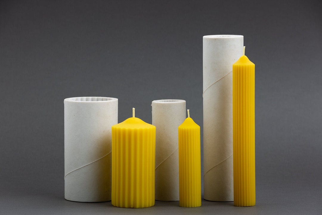 FLUTED PILLARS Silicone Candle Molds for Beeswax, Ecofriendly