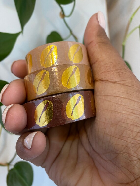 Cowrie Shell Washi Tape Set - Gold Foil Brown Sugar Collection