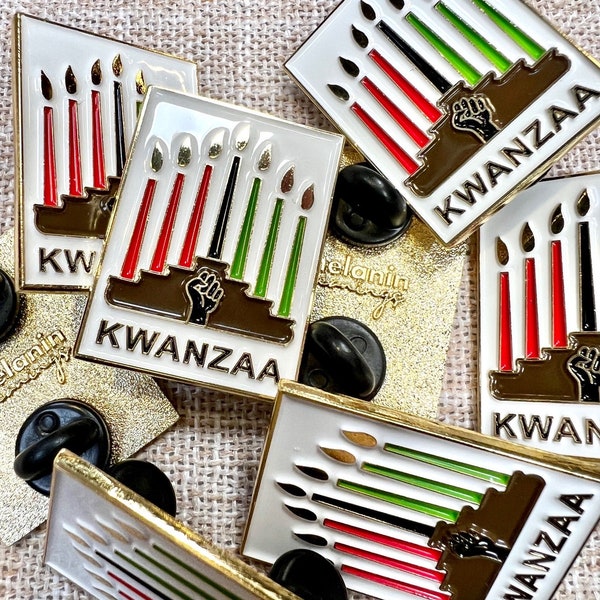 Kwanzaa Pin, Kinara Black Fist Enamel Pin