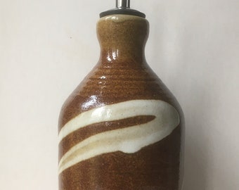 Olive oil dispenser, variegated brown oil bottle, olive oil dispenser ceramic,