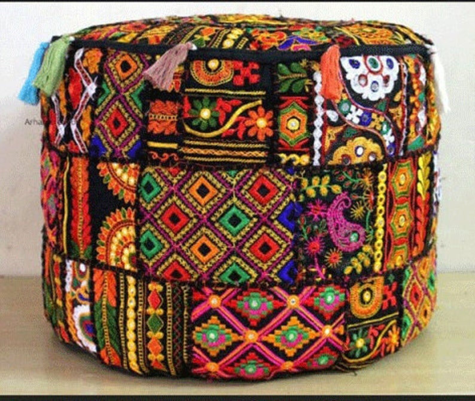 Neue bestickte osmanische Pouf Hocker Runde Sitz Pouf | Etsy