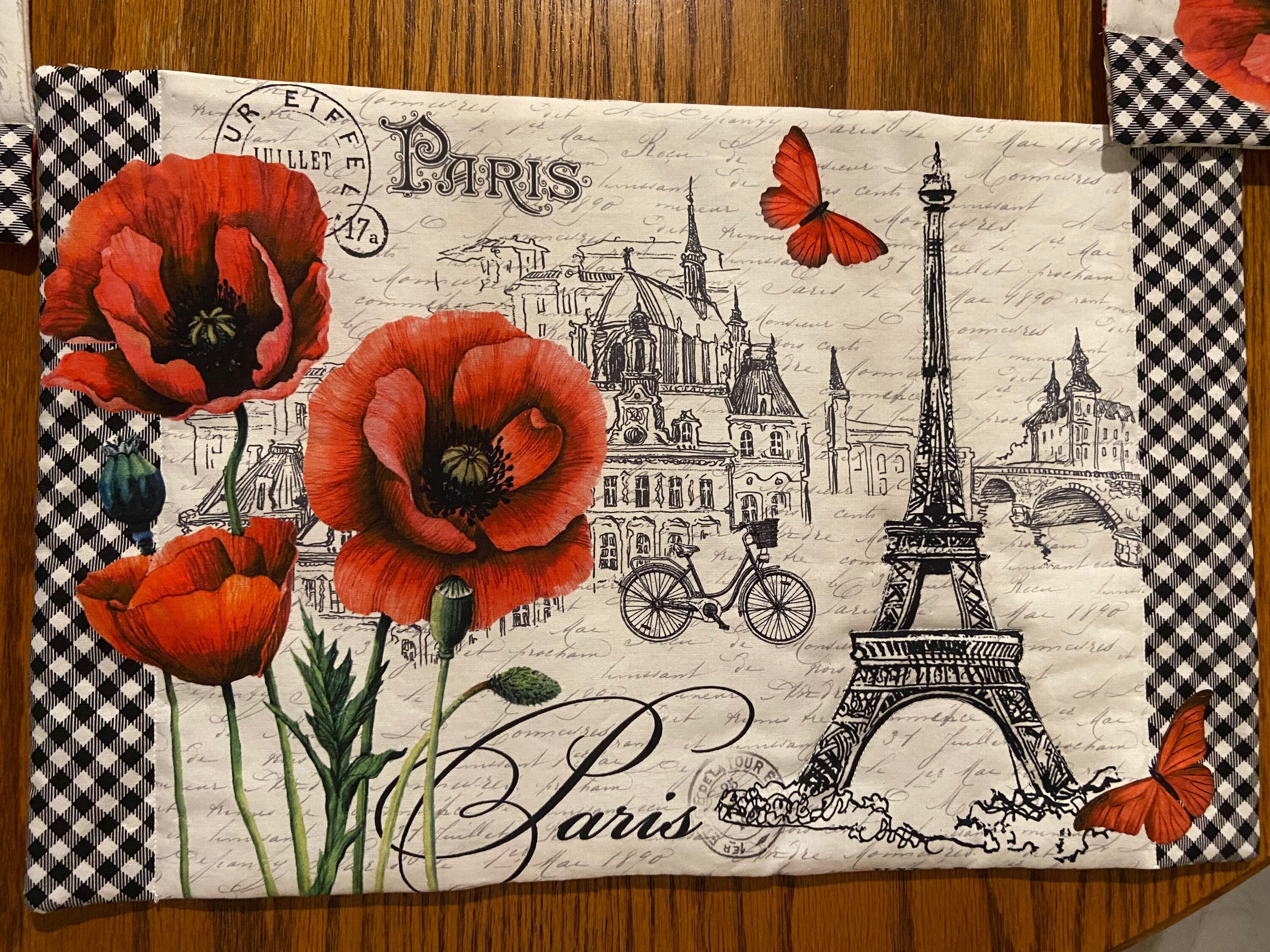 Quilted Paris and Red Poppy Placemats Etsy