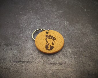 Houten Bigfoot sleutelhanger