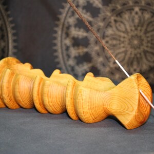 Carved Wooden Incense Holder, Handmade From Pine Wood