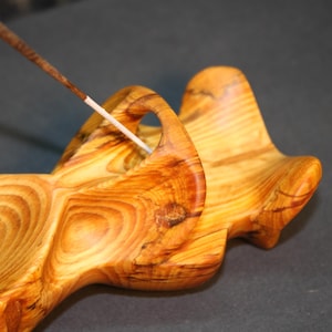 Carved Wooden Incense Holder, Handmade From Pine Wood