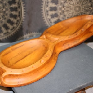 Carved Wooden Decorative Tray/Dish, Handmade From Apple Wood