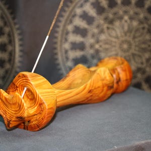 Carved Wooden Incense Holder, Handmade From Pine Wood