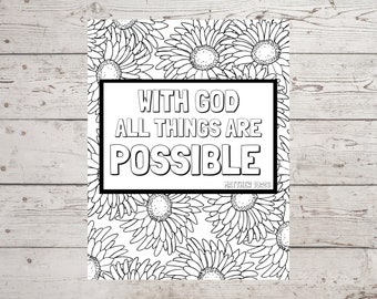 Bible Verse Coloring Page - Matthew 19:26