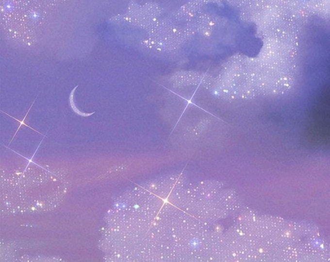 Animated Aesthetic Glitter Sky, Moonlight Poster, Pink Glitter Sky