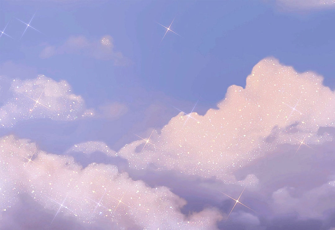 Aesthetic Sparkle Sky and Clouds, Poster/wall Art, Digital Print