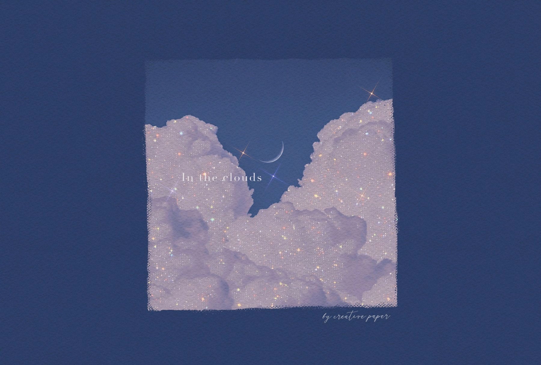 Cloudy Glitter Sky and Aesthetic Moonlight Poster/wall Art, Digital ...
