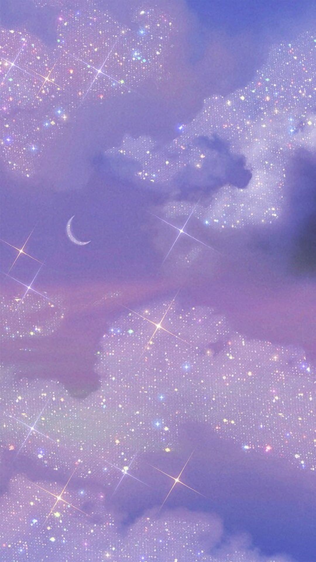 Animated Aesthetic Glitter Sky Moonlight Poster Pink Glitter Etsy