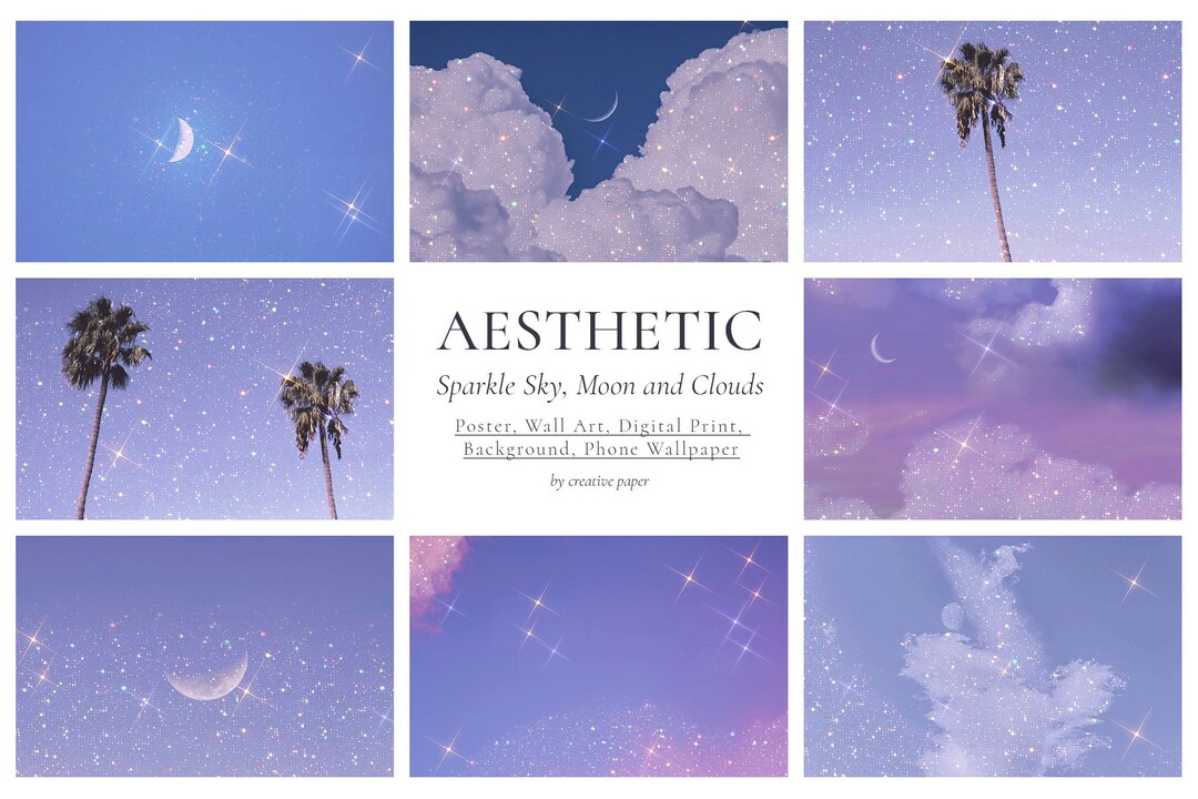 Aesthetic Poster, Spakle Sky Poster/wall Art, Digital Print, Background