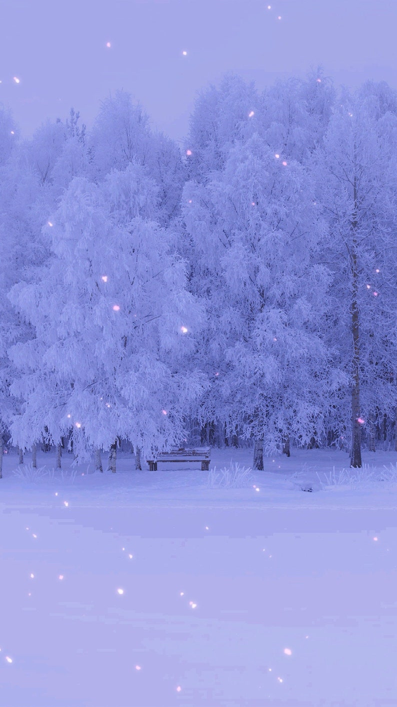 Animated Snow Landscape, Aesthetic Snowflake Background, Animated Christmas Trees, Aesthetic Sky, Winter Landscape, Animated Phone Wallpaper image 1