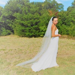 Two-Tier Blusher Wedding Veil Classic Traditional Simple Long 54&quot; Width Cathedral Chapel Waltz White Ivory Pink Blush Floor Length Royal
