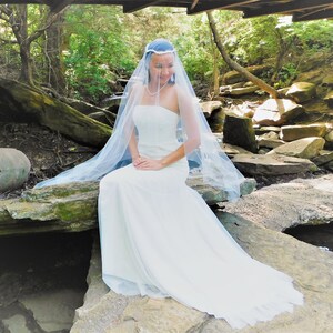 Ivory Wedding Veil + Pearl Hand-Beaded Head Hair Band Jewelry Bohemian Boho Traditional