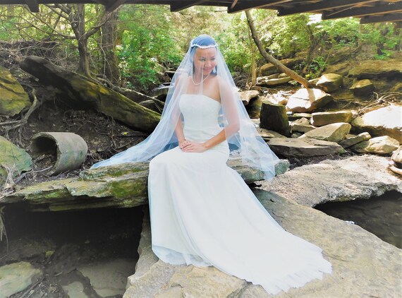 New Beautiful hand beaded ivory veil Beaded Long Royal Cathedral Wedding Veil CHARLOTTE | EDEN  main image 4
