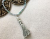 Handcrafted Beaded Bracelet with Tassel, Blue Jewellery, Boho, Simple, Yoga Jewelry, Meditation, Spiritual, Gemstones, Simplicity, Handmade