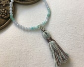 Handcrafted Beaded Bracelet with Tassel, Blue Jewellery, Boho, Simple, Yoga Jewelry, Meditation, Spiritual, Gemstones, Simplicity, Handmade