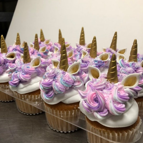1 Dozen Unicorn Cupcake Toppers Horns and Ears *12 Horns, 24 Ears*  (Non-Edible)