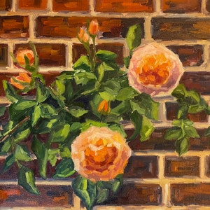 Garden Roses - UK parks landscapes impressionism original oil painting one of a kind Roses from Hampton Court Palace Gift for her flowers