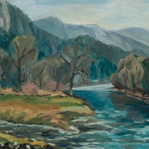 Dunajec River Oil Painting: Polish Winter Landscape Artwork, (30x40 cm)