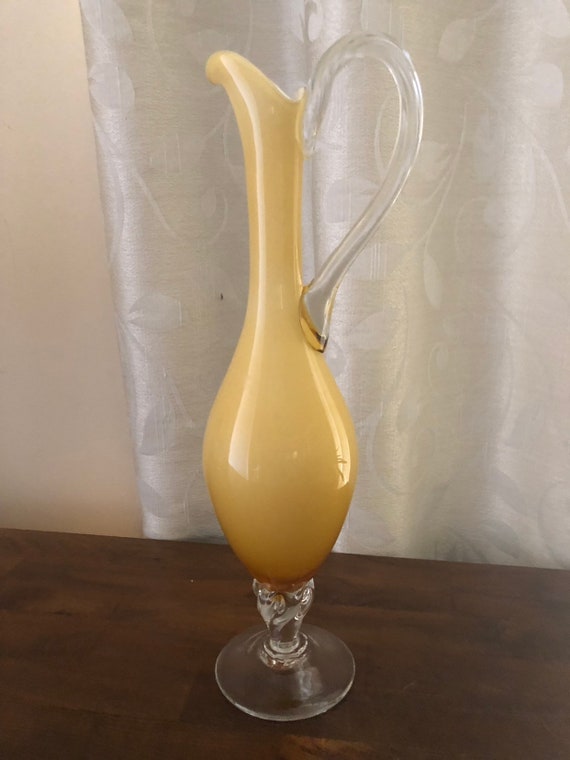 Italian Murano Opalina Florentina Hand Blown Glass Vase Etsy