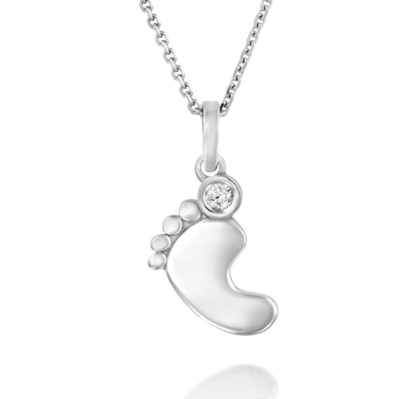 Diamond Baby Feet Gold Pendant Mother Image 0