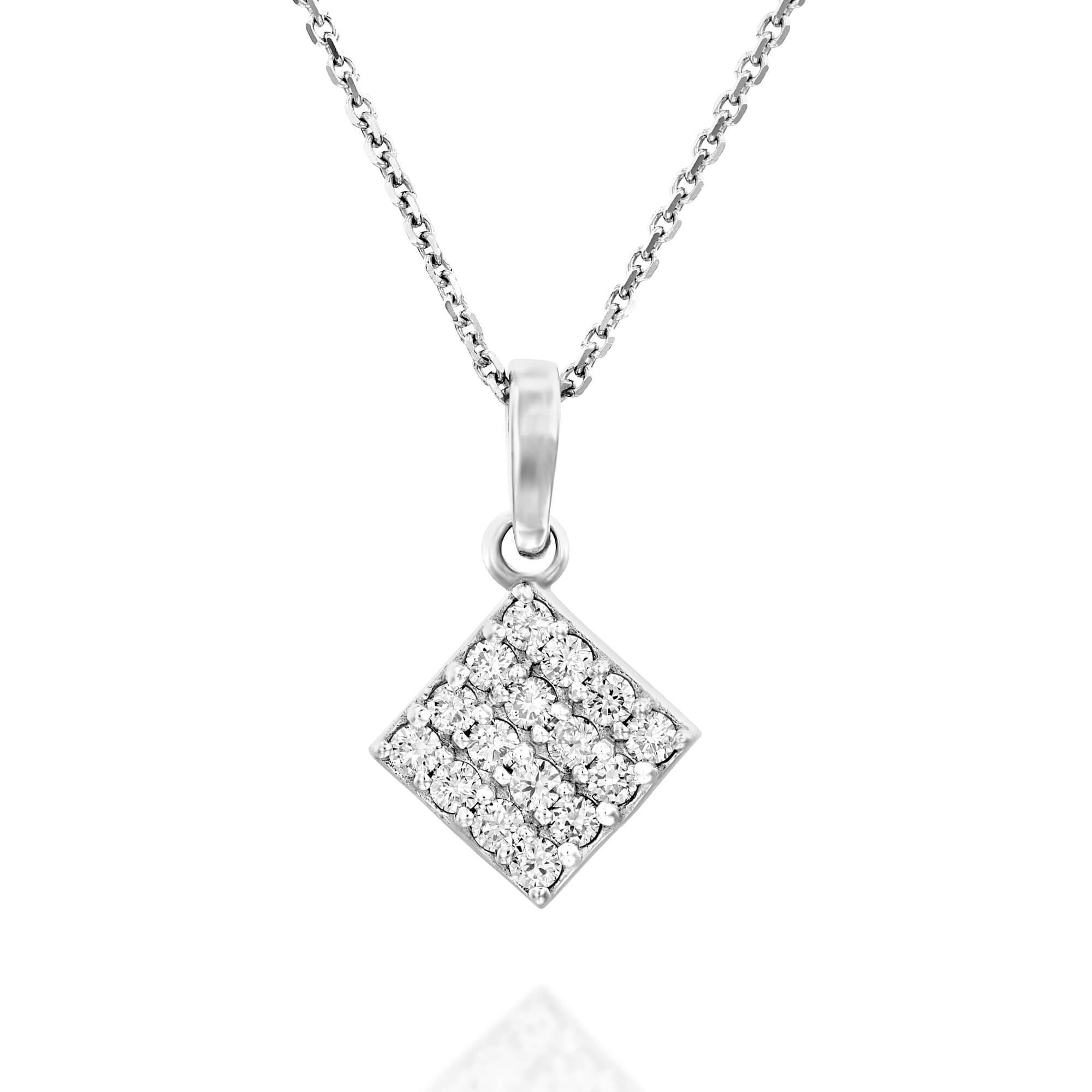Buy Square Diamond Pendant Necklace, Diamond Pendant Cushion Halo, 18K  White Gold Classic Diamond Necklace 1.04 Carats Online in India - Etsy