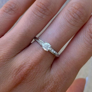 Real Diamond Engagement Ring, Delicate Diamond Proposal Ring, Twist ...