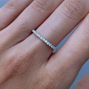 Half Eternity Diamond Wedding Band, Diamond Wedding Ring, Diamond Stacking Ring,Wedding Band for Woman, Anniversary Ring, Stacking Band